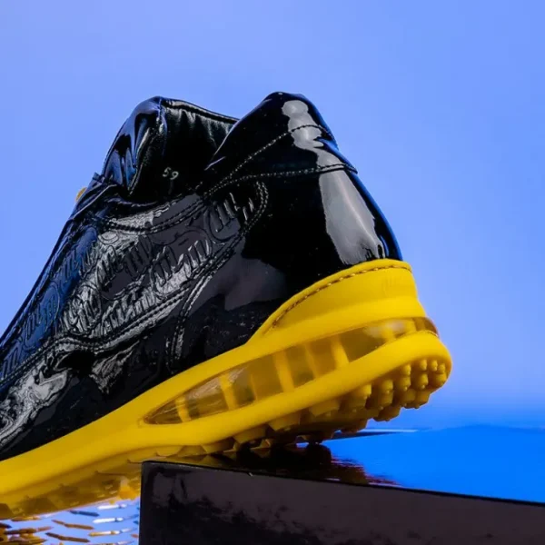 Shop Mauri 8900/2 Bubble Crocodile & Embossed Sneakers Black/Yellow