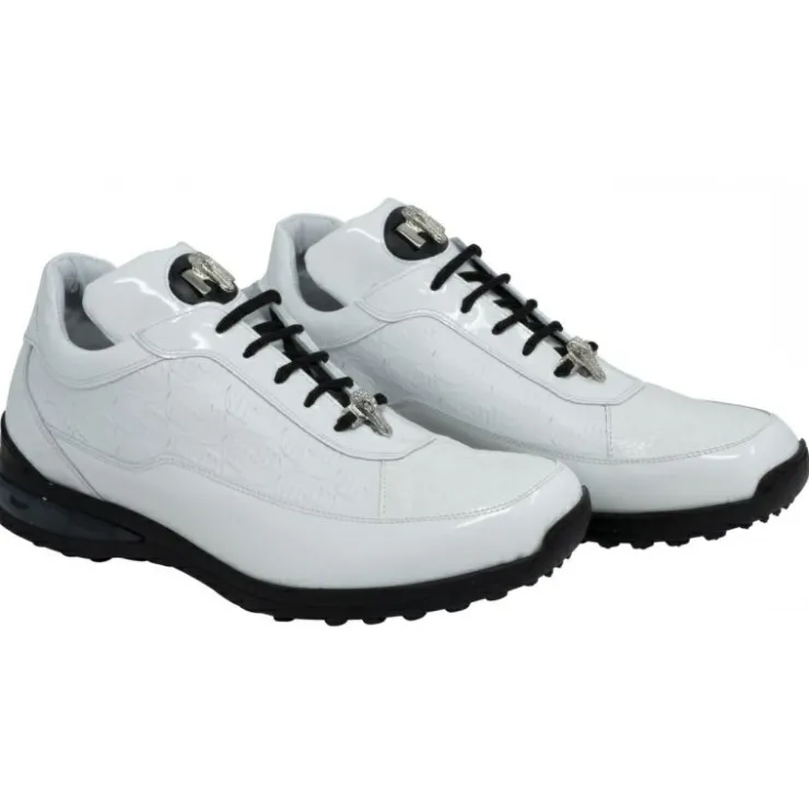 Fashion Mauri 8900/2 Bubble Ostrich & Patent Leather Sneakers (Special Order) White