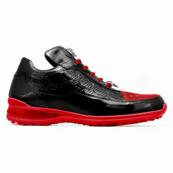 Online Mauri 8900/2 Bubble Patent Leather Embossed Baby Croc Sneakers Black / Red Black/Red