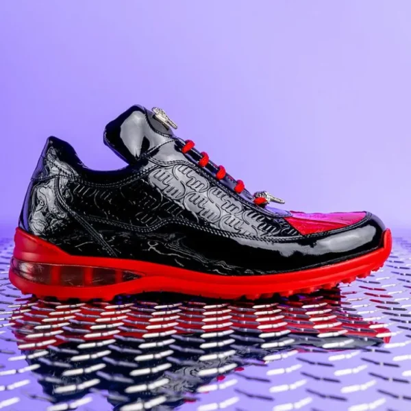 Online Mauri 8900/2 Bubble Patent Leather Embossed Baby Croc Sneakers Black / Red Black/Red