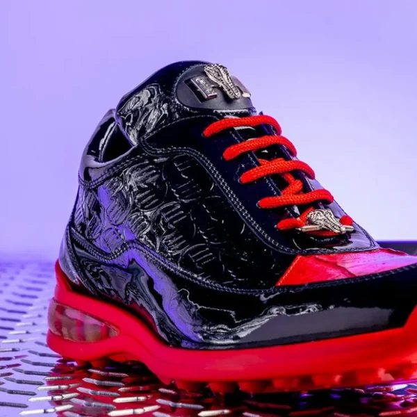 Online Mauri 8900/2 Bubble Patent Leather Embossed Baby Croc Sneakers Black / Red Black/Red