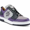 Cheap Mauri 8461 Calfskin / Baby Crocodile Sneakers Purple / Light Grey / Black