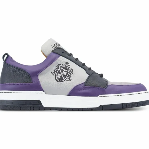 Cheap Mauri 8461 Calfskin / Baby Crocodile Sneakers Purple / Light Grey / Black