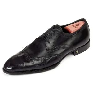 Shop Mauri 53126 Catania Alligator & Calfskin Wingtip Brogues Charcoal Gray (SPECIAL ORDER) CharcoalGray