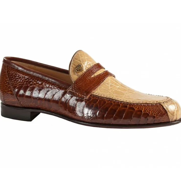 Fashion Mauri 4893/1 Croco Flanks / Ostrich Leg Dress Shoes Dune / Gold (Special Order)