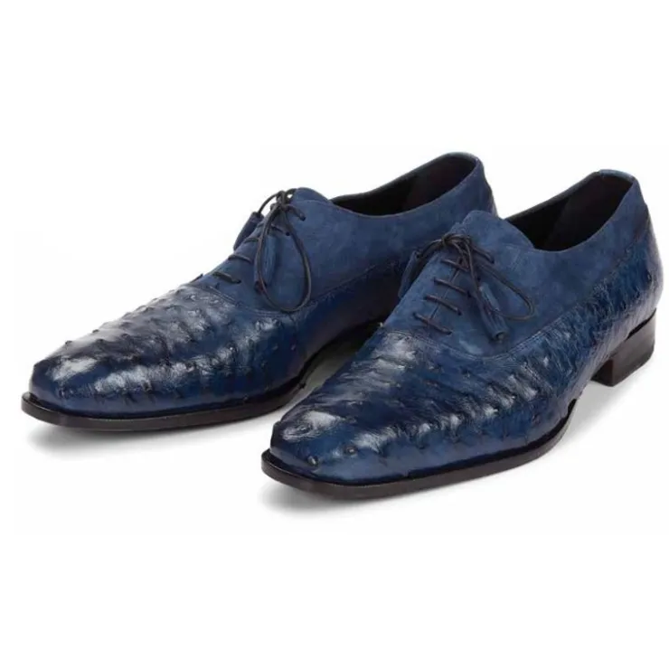 Flash Sale Mauri 4762 Dante Ostrich Quill & Suede Oxfords Wonder (Special Order) Blue