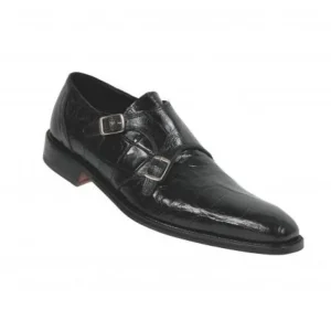 Outlet Mauri 4490 Double Monk Strap Alligator Shoes (Special Order) Black