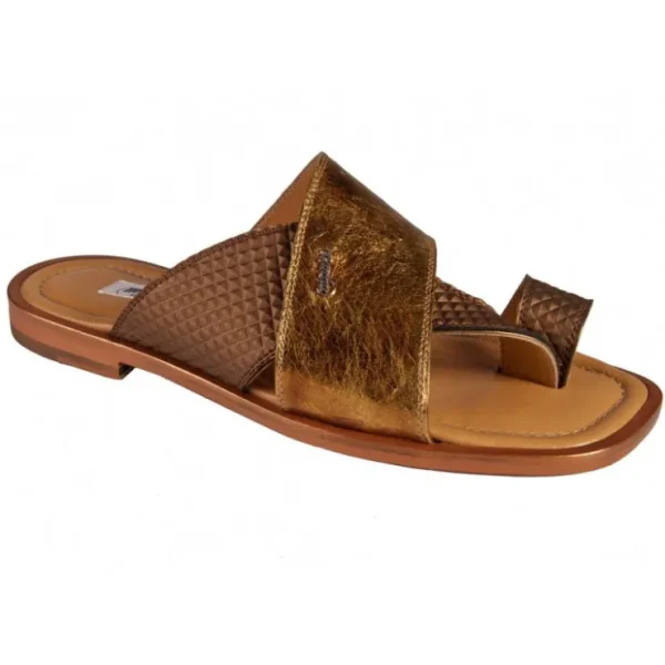 Clearance Mauri 1638 Fabric / Ostrich Sandals Lafayette Bronze / Gold 14k (Special Order)