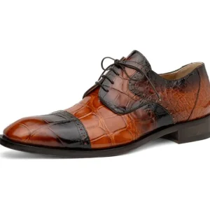 Hot Mauri 1087/2 Flawless Alligator Cap Toe Derby Cognac / Dirty Gold