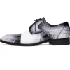 Discount Mauri 1087/2 Flawless Alligator Cap Toe Derby White / Dirty Black