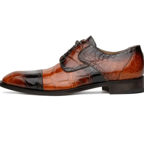 Hot Mauri 1087/2 Flawless Alligator Cap Toe Derby Cognac / Dirty Gold