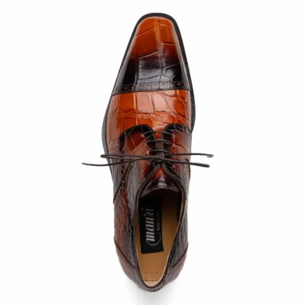 Hot Mauri 1087/2 Flawless Alligator Cap Toe Derby Cognac / Dirty Gold