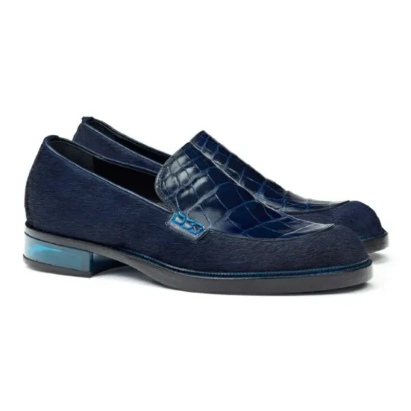 Hot Mauri 4799 Gallia Alligator & Pony Loafers Indigo Blue (Special Order) IndigoBlue