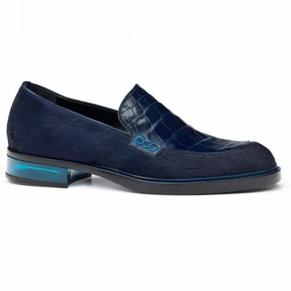 Hot Mauri 4799 Gallia Alligator & Pony Loafers Indigo Blue (Special Order) IndigoBlue