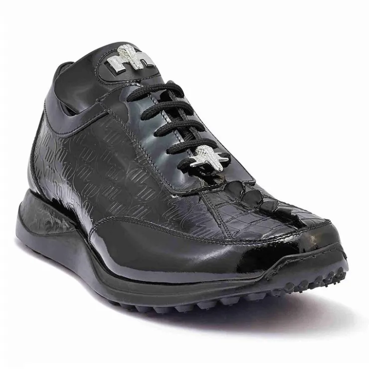 Fashion Mauri 8514 Hornback Tail / Embossed Patent Sneakers (Special Order) Black