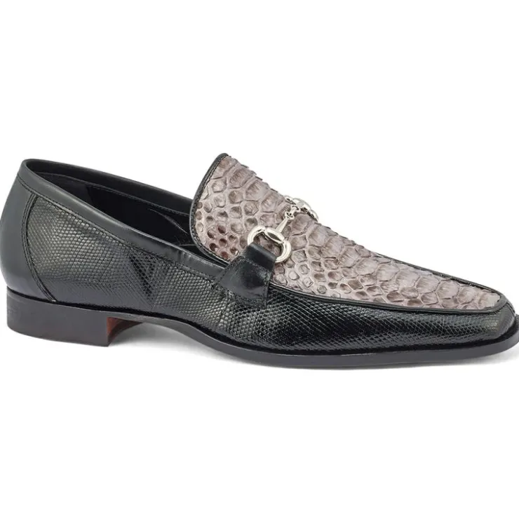 Discount Mauri 4800/2 Iguana & Python Loafers Black / Med Grey