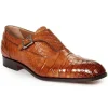 Shop Mauri 1069 II Brunei Alligator Monk Strap Shoes (SPECIAL ORDER) Brandy