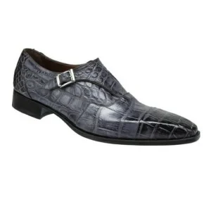 Best Mauri 1069 Lapis Alligator Monk Strap Shoes Medium Gray (Special Order) MediumGray