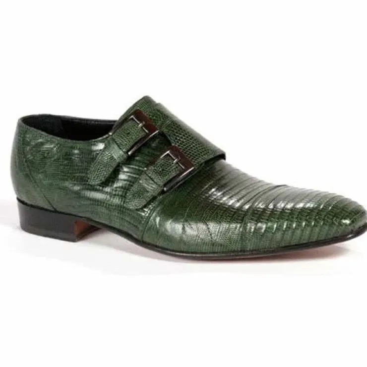 Cheap Mauri 1152-2 Lizard Double Monk Strap Shoes Forest Green (SPECIAL ORDER) ForestGreen