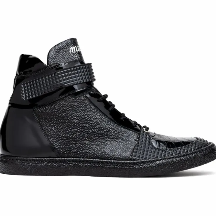 Best Mauri 8529 Nemo Pebble Grain / Patent / Crocodile Sneakers (Special Order) Black