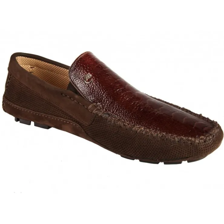 Store Mauri 3519 Nubuk Perforated / Ostrich Leg Moccasin Sport Rust (Special Order) SportRust