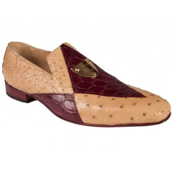 Best Mauri 3225/1 Ostrich / Body Alligator Loafers Dune / Stp Ruby Red (Special Order)