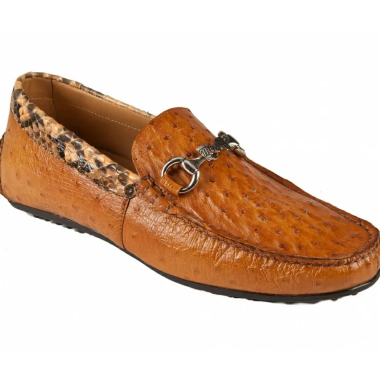 Clearance Mauri 3464 Ostrich / Python Casual Dress Shoes (Special Order) Chestnut