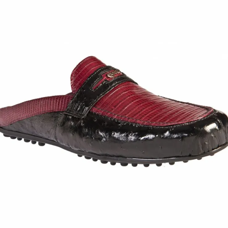 New Mauri 13015 Ostrich / Tejus Mules Black / Red (Special Order)