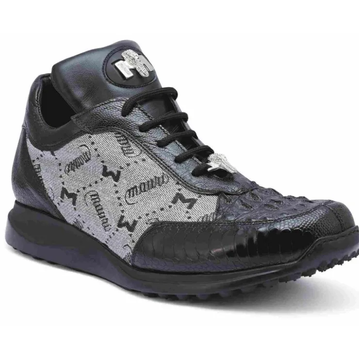 Discount Mauri 8741-2 Ostrich & Hornback Sneakers Black Black/Gray