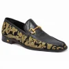 Shop Mauri 4938 Ostrich Leg / Didier Fabric Loafer Black / Gold (Special Order)