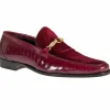Outlet Mauri 4990 Ostrich Leg / Embossed Velvet Shoes Ruby Red (Special Order) RubyRed