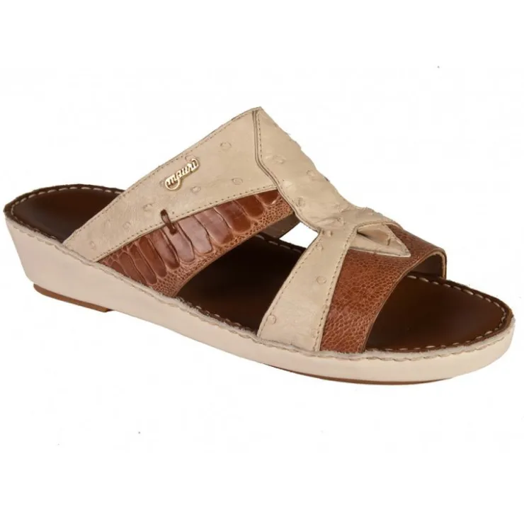 Online Mauri 5139 Ostrich Leg / Hornback / Ostrich Sandals Light Cognac / Cream / Winter White (Special Order)