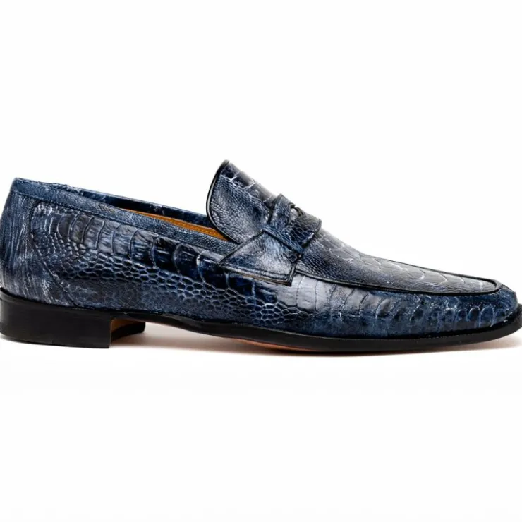 Best Sale Mauri 4323 Ostrich Leg Loafers White/Blue (Special Order) Blue/White