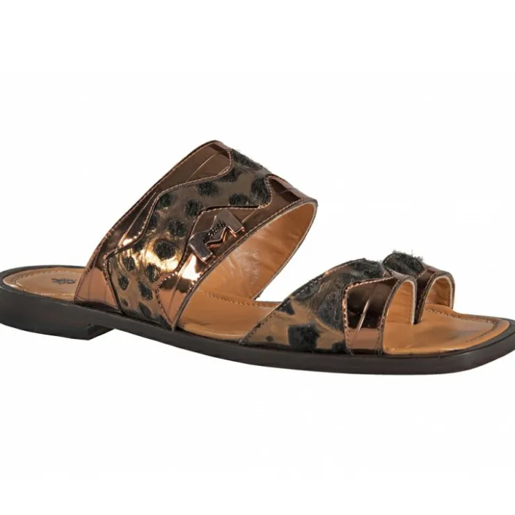 Shop Mauri 1388/1 Patent Mirror / Pony Sandals Brown / Gold (Special Order)