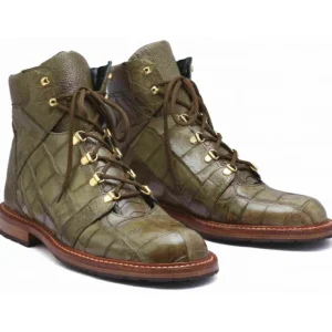 Hot Mauri 4963 Pathfinder Alligator & Ostrich Boots Money Green (Special Order) Black