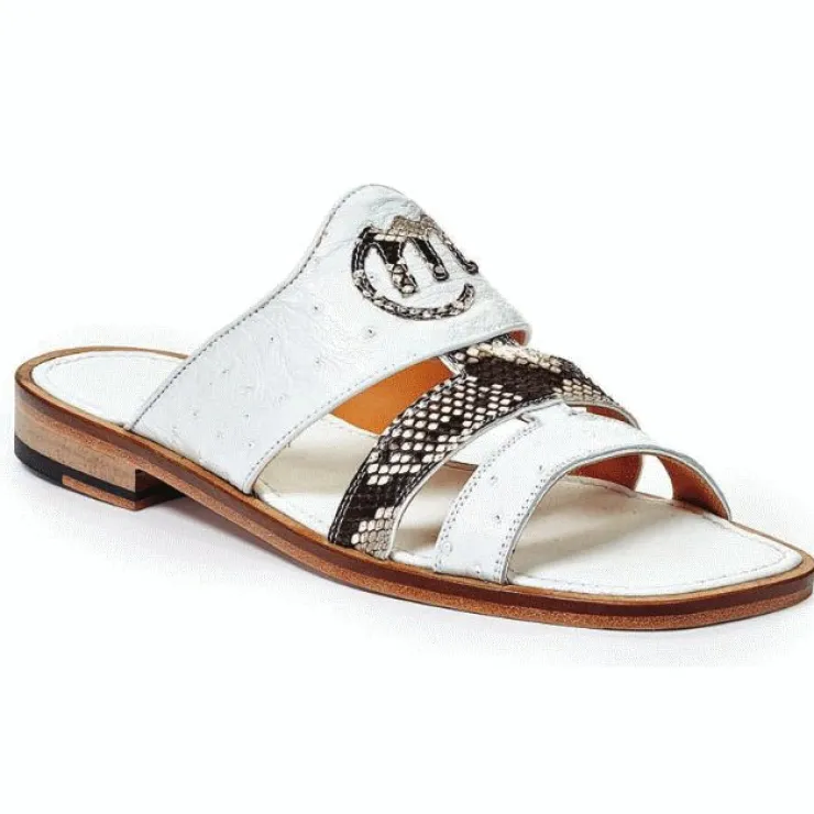 Flash Sale Mauri 1255-1 Poccianti Ostrich Python Sandals (Special Order) White