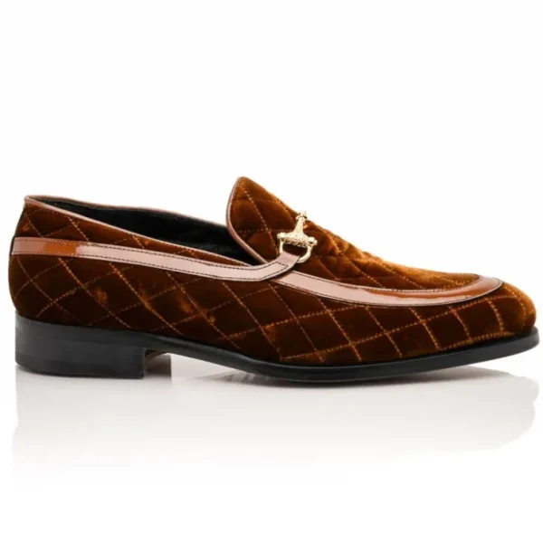 Hot Mauri 3257/1 Quilted Velvet / Patent Leather Bit Loafers (Special Order) Cognac