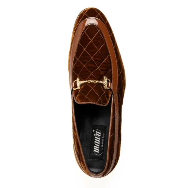 Hot Mauri 3257/1 Quilted Velvet / Patent Leather Bit Loafers (Special Order) Cognac