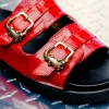 Shop Mauri 5199 Reef Alligator & Ostrich Leg Sandal Red