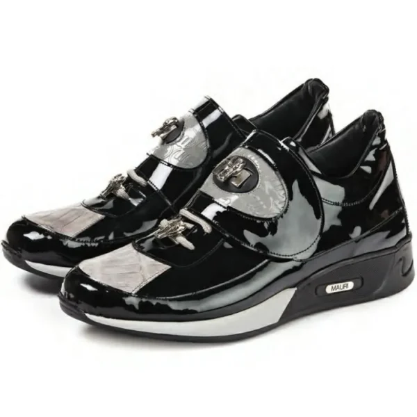 mauri__rouge_patent_leath_0.webp Hot Mauri 8575 Rouge Patent Leather Baby Croc Sneakers Light Grey / Black (Special Order) LightGrey/Black
