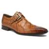 Fashion Mauri 1032 Saga Alligator Monk Strap Shoes (Special Order) Cognac