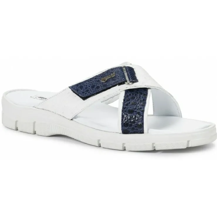 Hot Mauri 5063 Sesia Ostrich & Frog Sandals White / Wonder Blue (Special Order) White/WonderBlue