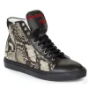 Hot Mauri 6131 Spire Embossed Python & Nappa Hi Top Sneakers Black / Gray (Special Order) Black/Gray