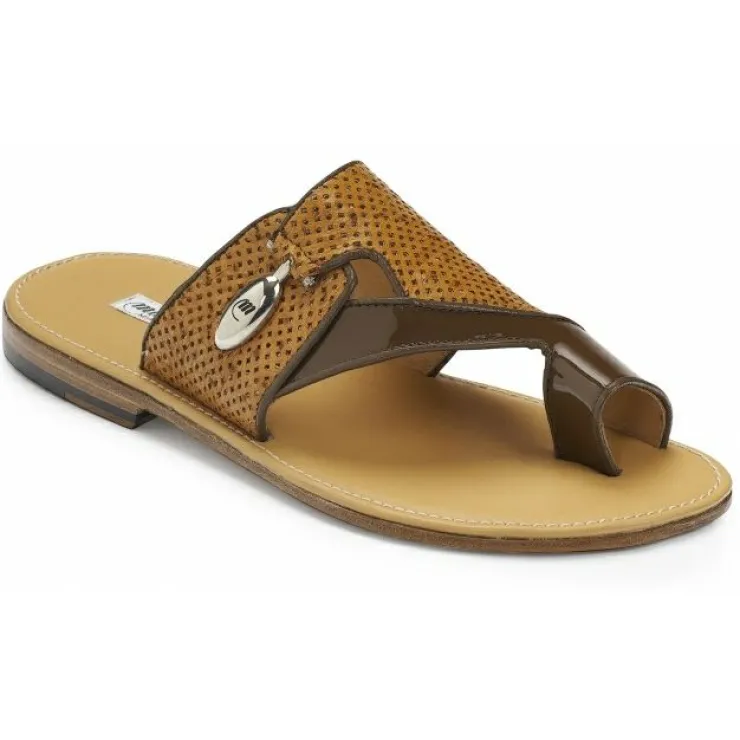 Hot Mauri 5021 Tagliamento Patent & Ostrich Sandals Land & Chestnut (Special Order) Land/Chestnut