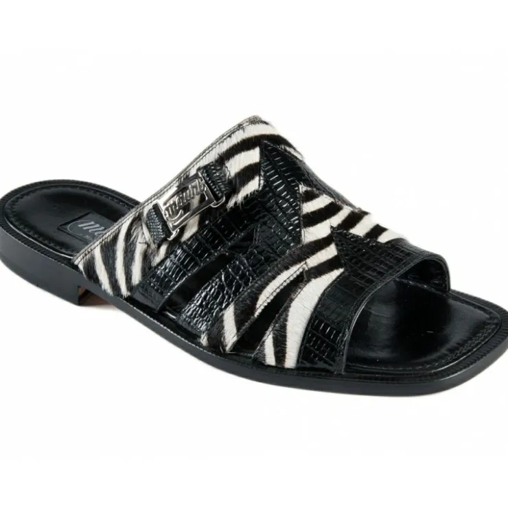 Best Mauri 1716/3 Tejus / Pony Sandals Black / White (Special Order)