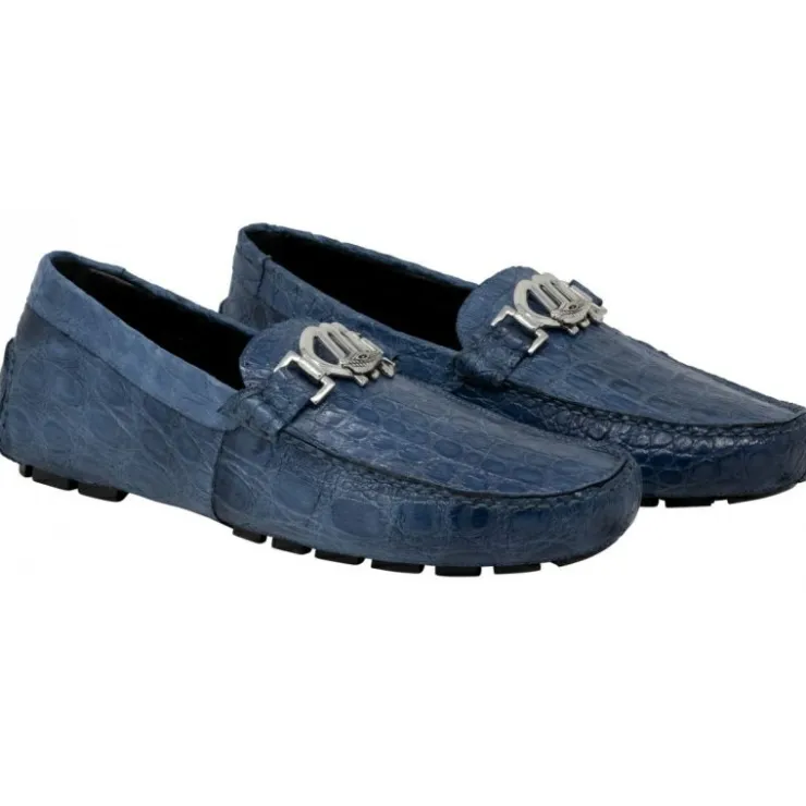 Store Mauri 3485 Tide Crocodile Flanks Driving Loafers Caribbean Blue (Special Order) CaribbeanBlue