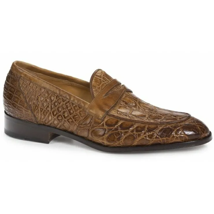 Cheap Mauri 4862 Tronto Crocodile & Calf Penny Loafers (Special Order) Brandy