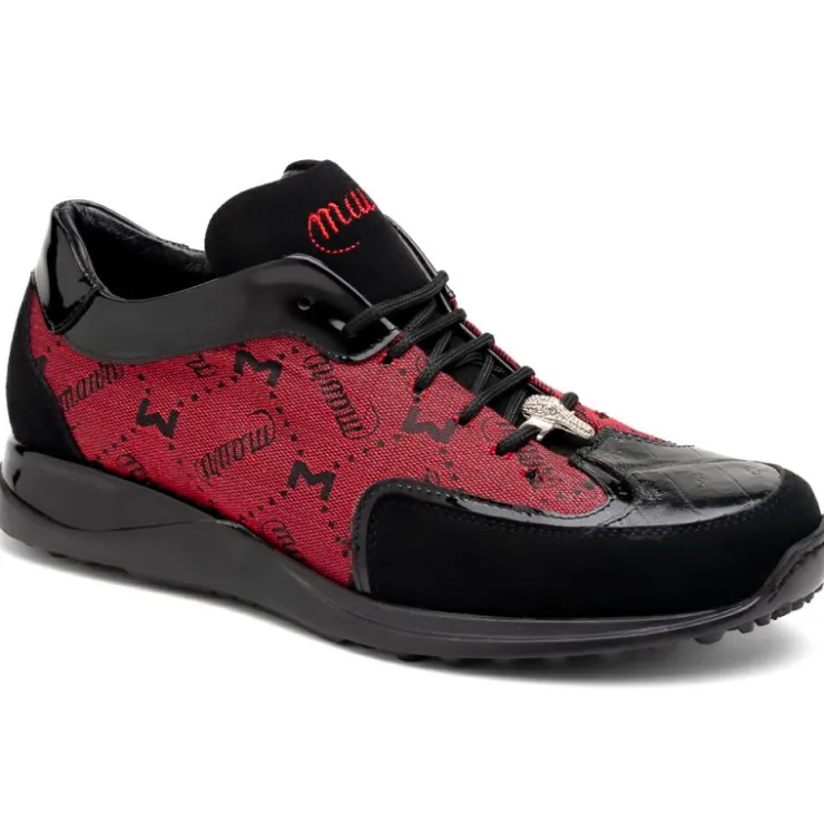 Cheap Mauri 8804/7 Vamp Suede/ Baby Croc/ Patent/ Fabric Sneakers Black/ Red Black/Red