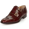 Store Mauri 4560 Via Spiga Alligator Monk Strap Shoes (Special Order) Gold