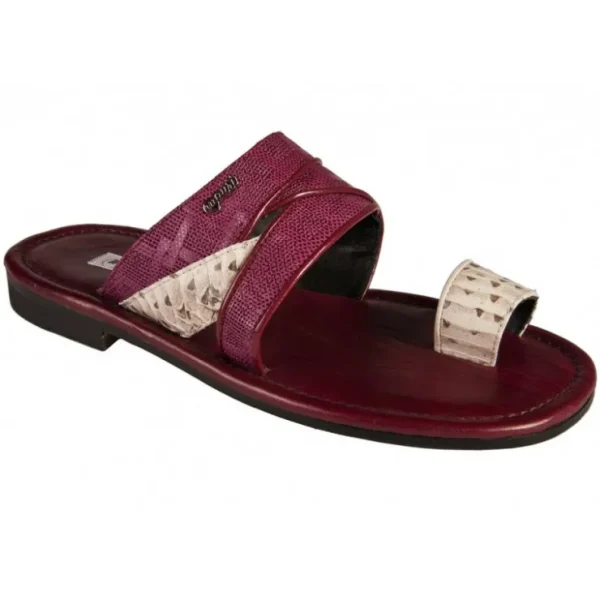 Best Mauri 5142 Whips / Karung Embossed Cornice Sandals White / Bordo (Special Order)